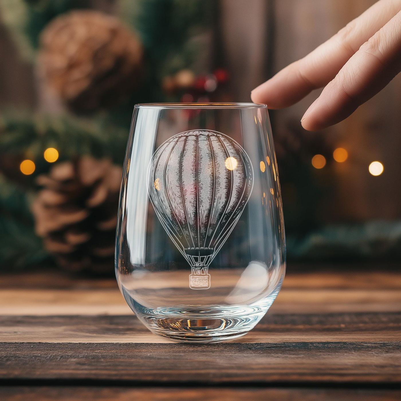 Hot Air Balloon Glasses | Vintage Travel Theme Personalized Whiskey, Wine & Beer Glassware, Retro Flight Drinkware, Gift for Travel Lovers
