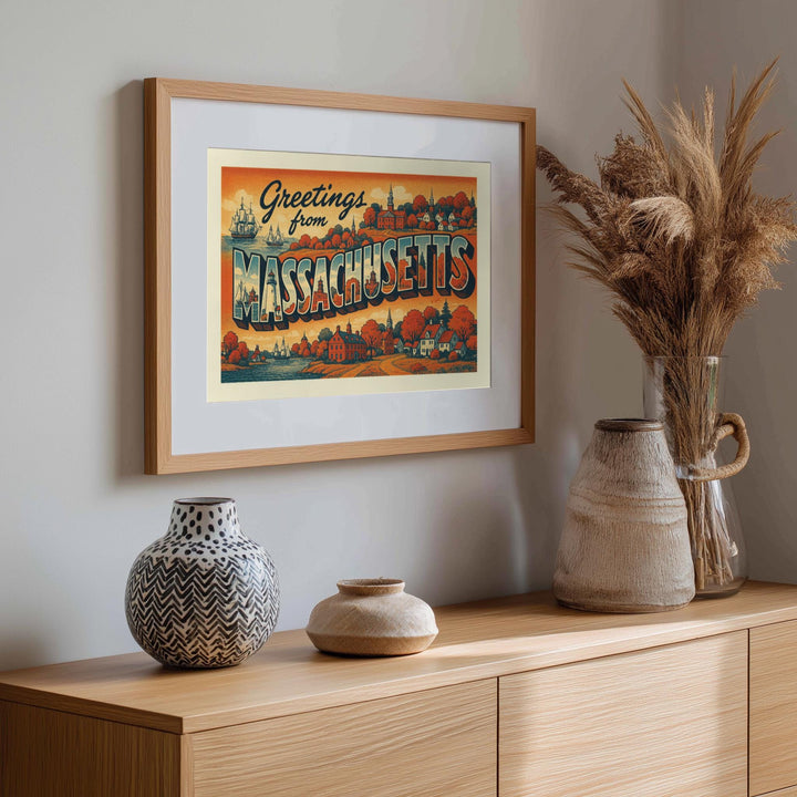 Massachusetts Postcard Art Print