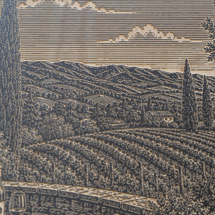 Sonoma Winery Engraved Birch Art Panel
