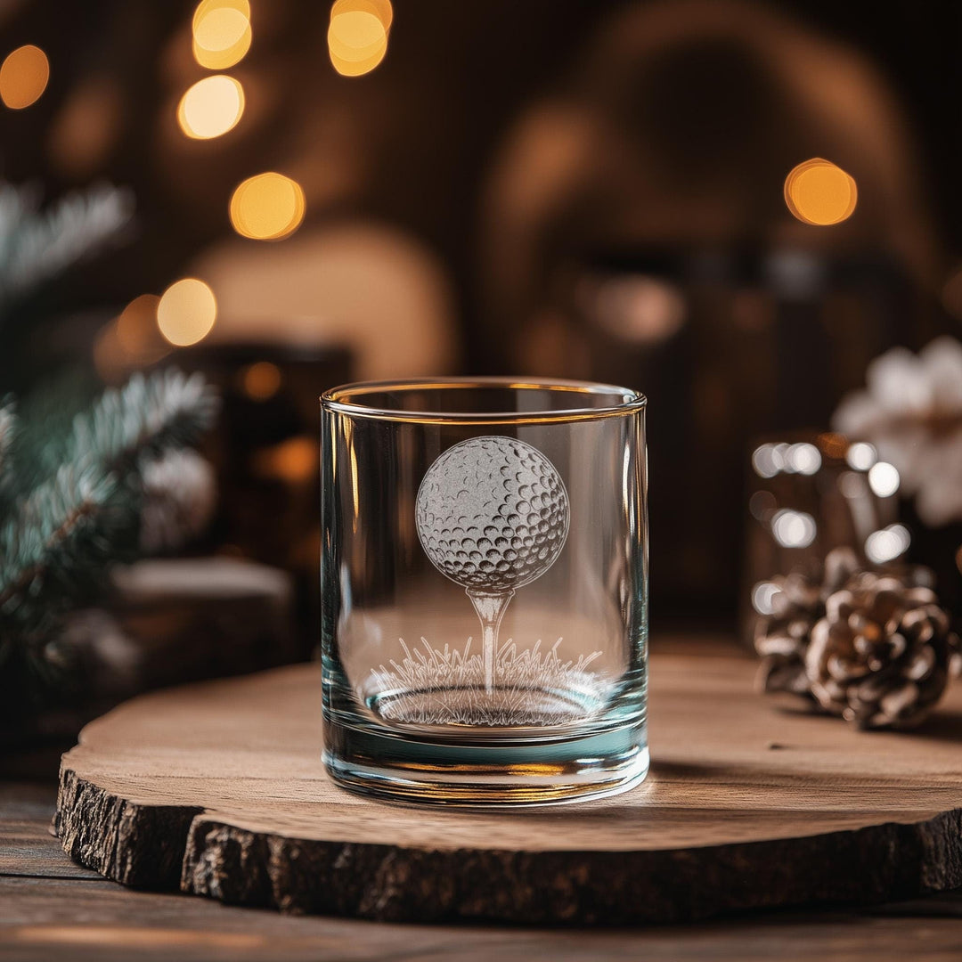 Golf Ball and Tee Glasses | Sports Themed Whiskey, Wine &amp; Beer Glassware, Golfing Drinkware, Golfer Athlete Gift, Classic Sports Fan Gift