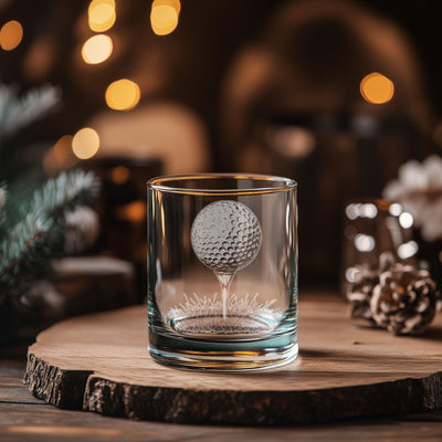 Golf Ball and Tee Glasses | Sports Themed Whiskey, Wine & Beer Glassware, Golfing Drinkware, Golfer Athlete Gift, Classic Sports Fan Gift