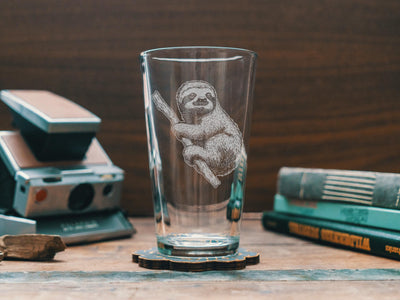 Sloth Glasses | Rainforest Animal Personalized Whiskey, Wine & Beer Glassware, Nature Lover Drinkware, Jungle Themed Decor, Cute Sloth Gift