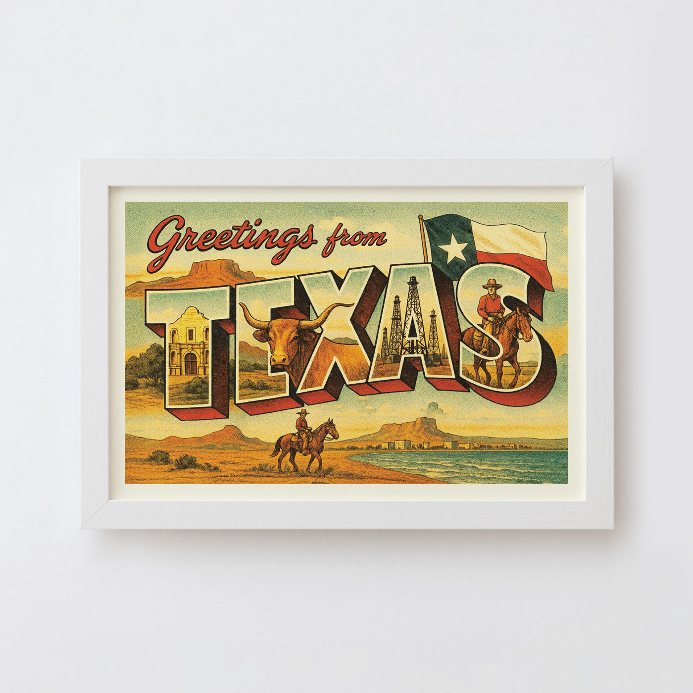 Texas Postcard Art Print