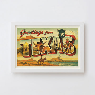 Texas Postcard Art Print
