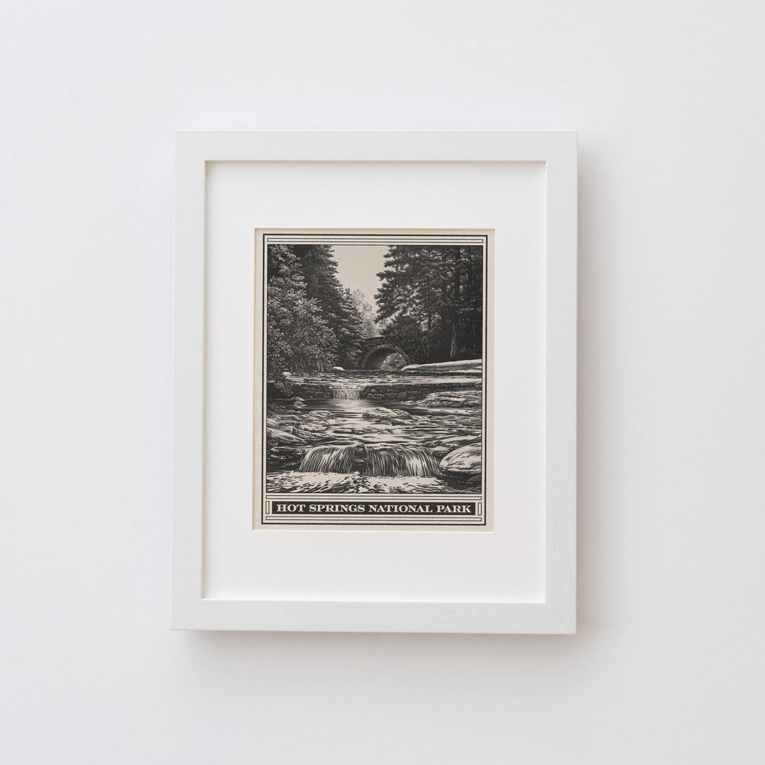 Hot Springs National Park Lithograph Style Print - Vintage Gulpha Gorge Arkansas quality archival matte fine art print. Home Decor Art Gift.