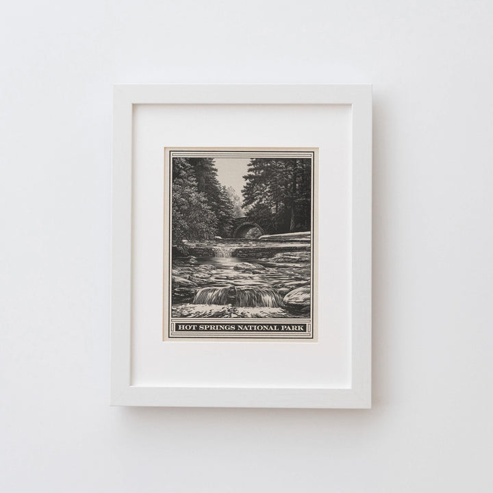 Hot Springs National Park Lithograph Style Print - Vintage Gulpha Gorge Arkansas quality archival matte fine art print. Home Decor Art Gift.