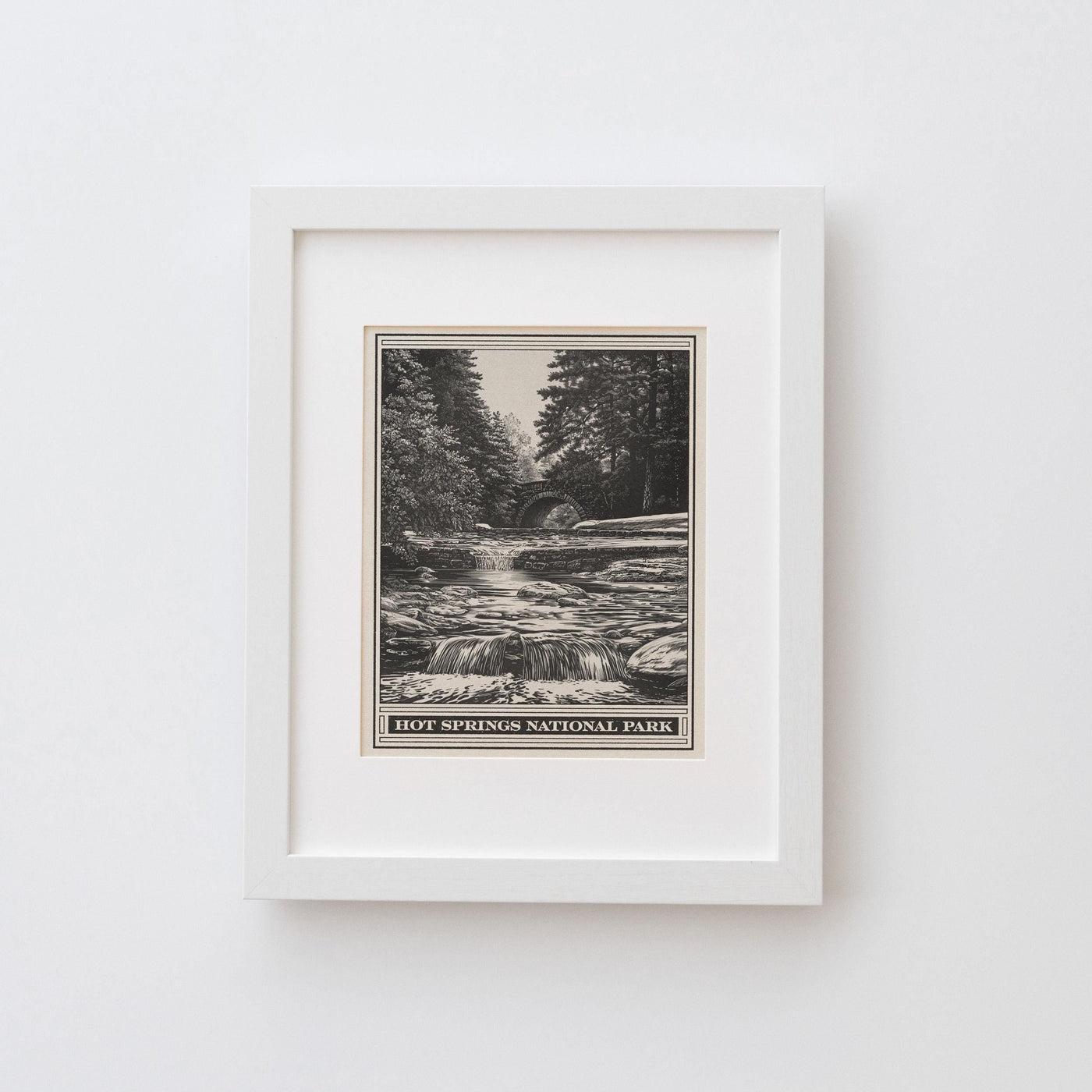 Hot Springs National Park Lithograph Style Print - Vintage Gulpha Gorge Arkansas quality archival matte fine art print. Home Decor Art Gift.