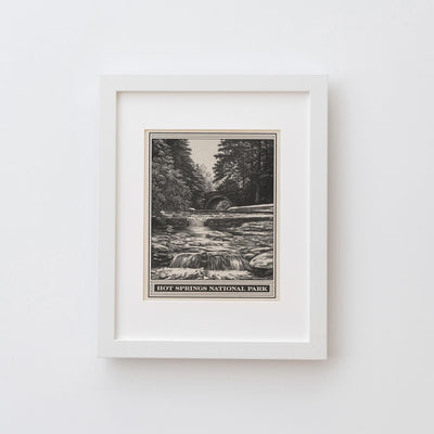 Hot Springs National Park Lithograph Style Print - Vintage Gulpha Gorge Arkansas quality archival matte fine art print. Home Decor Art Gift.