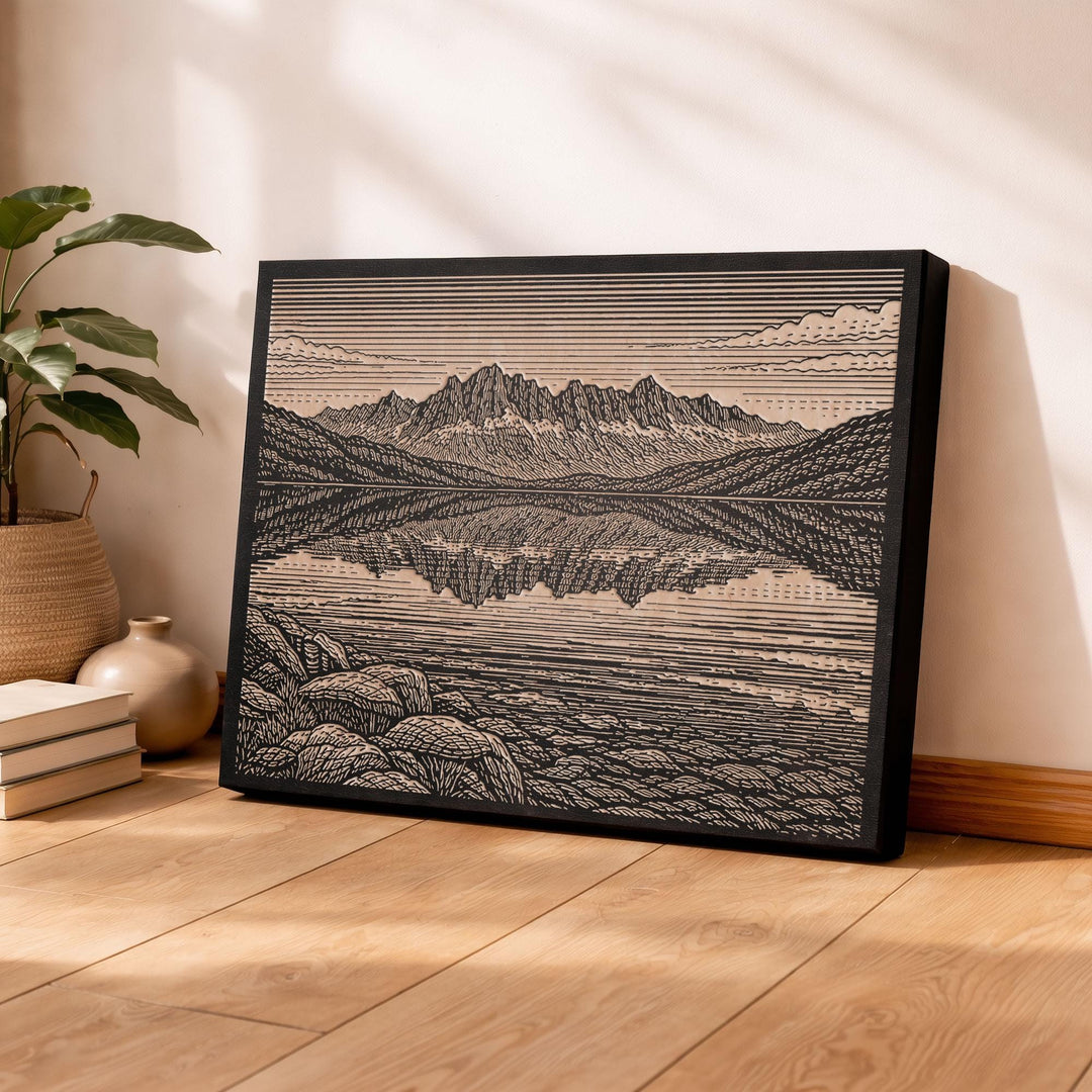 Sierra Nevada Mountains Engraved Birch Art Panel