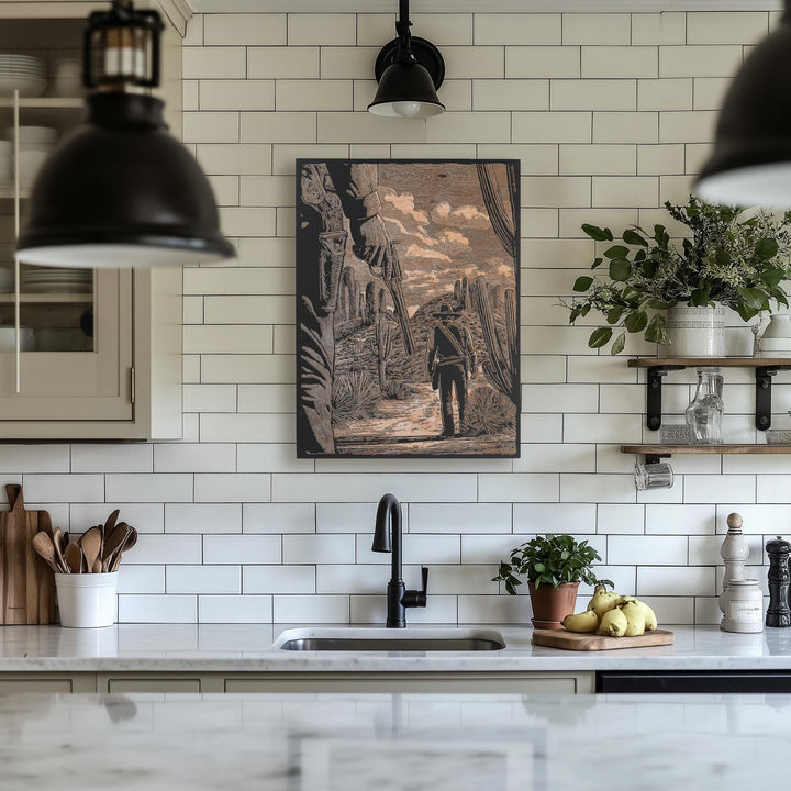 Cowboy Standoff Engraved Illustration
