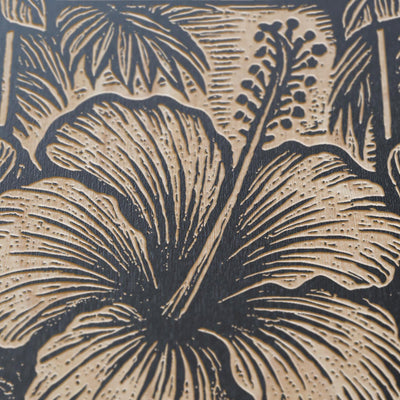 Hibiscus Flower Engraved Birch Illustration