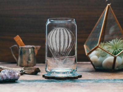 Hot Air Balloon Glasses | Vintage Travel Theme Personalized Whiskey, Wine & Beer Glassware, Retro Flight Drinkware, Gift for Travel Lovers