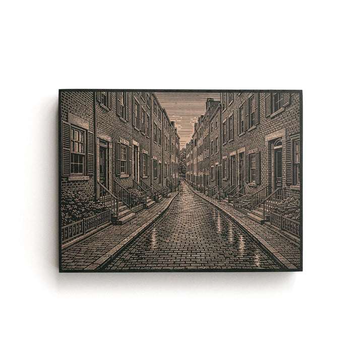 Boston Beacon Hill Engraved Birch Art Panel