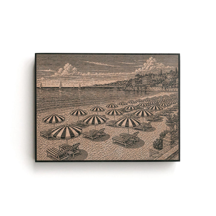 Mediterranean Beach Resort Engraved Illustration