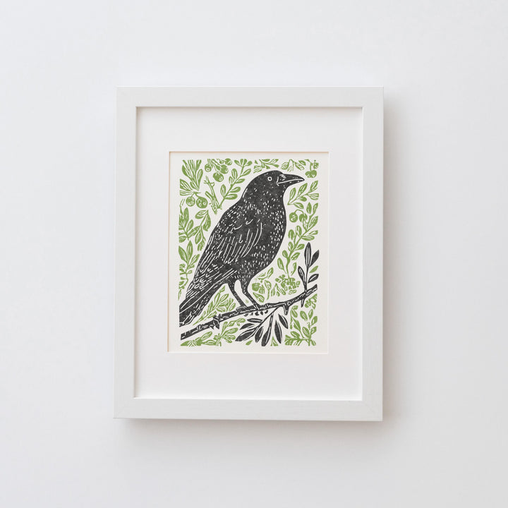 Crow Linocut Print