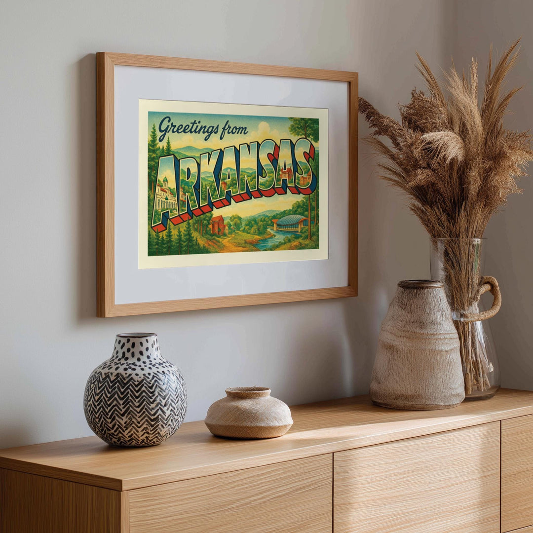 Arkansas Postcard Art Print