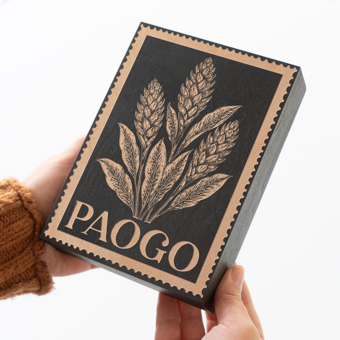 Paogo Floral Wall Art | Engraved Wood Lithograph Style Nature Illustration, Plant Flower Painting Mothers Gift, Vintage American Samoa Art