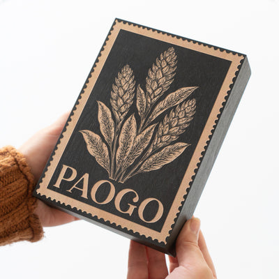 Paogo Floral Wall Art | Engraved Wood Lithograph Style Nature Illustration, Plant Flower Painting Mothers Gift, Vintage American Samoa Art