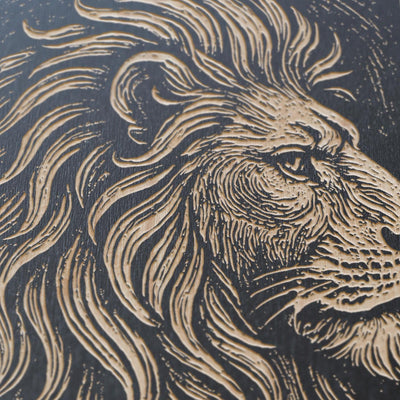 Lion Engraved Birch Illustration