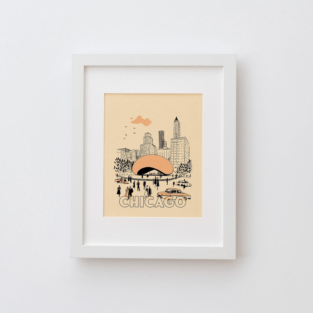 Chicago, Illinois Mid Century Travel Poster