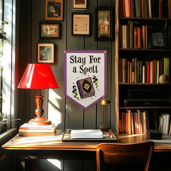 Stay for a Spell Felt Banner