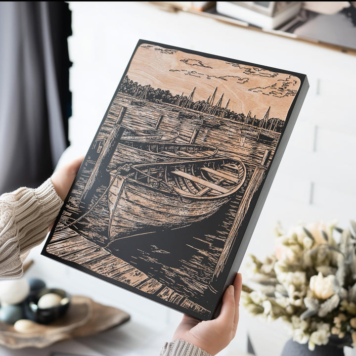 Row Boat Engraved Illustration
