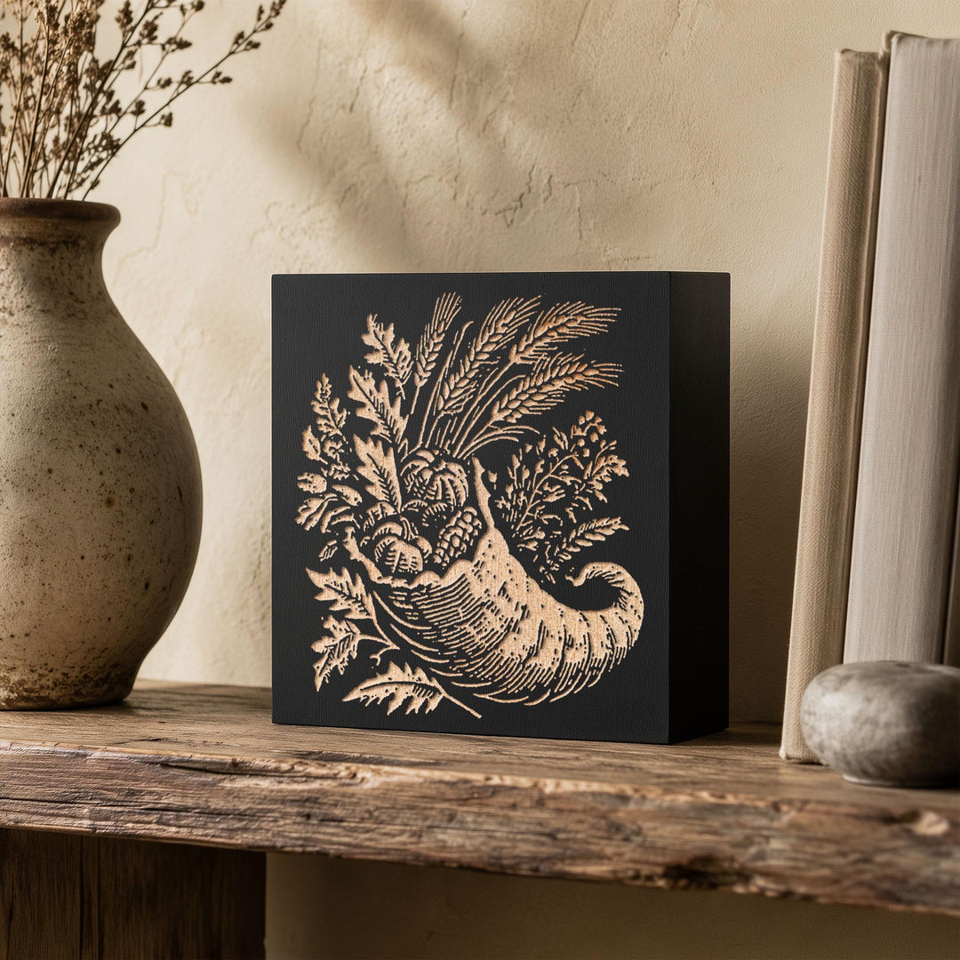 Autumn Cornucopia Engraved Birch Wood Panel