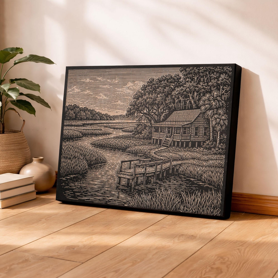 Lowcountry Marsh Engraved Birch Art Panel