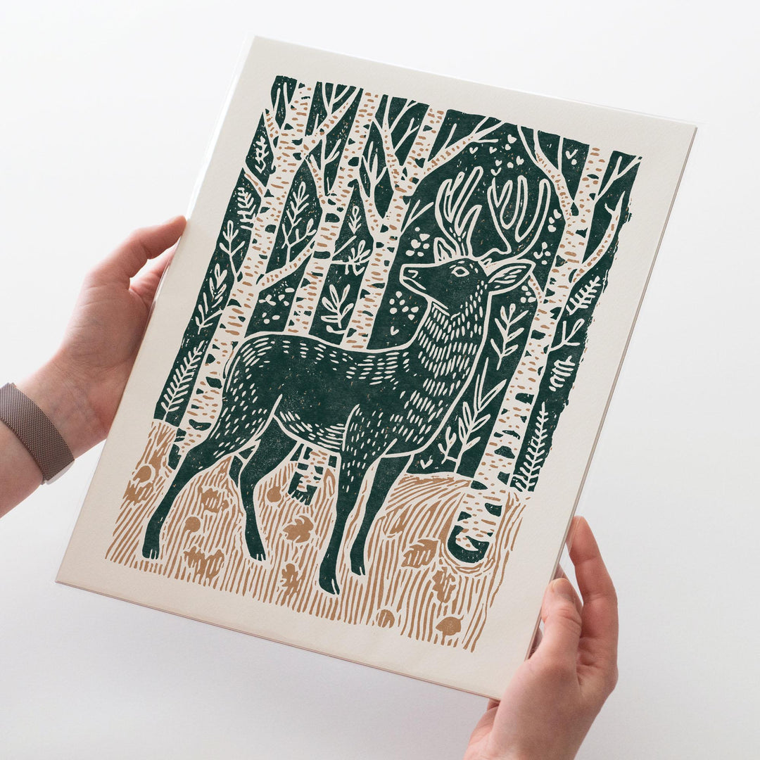 Deer Linocut Print