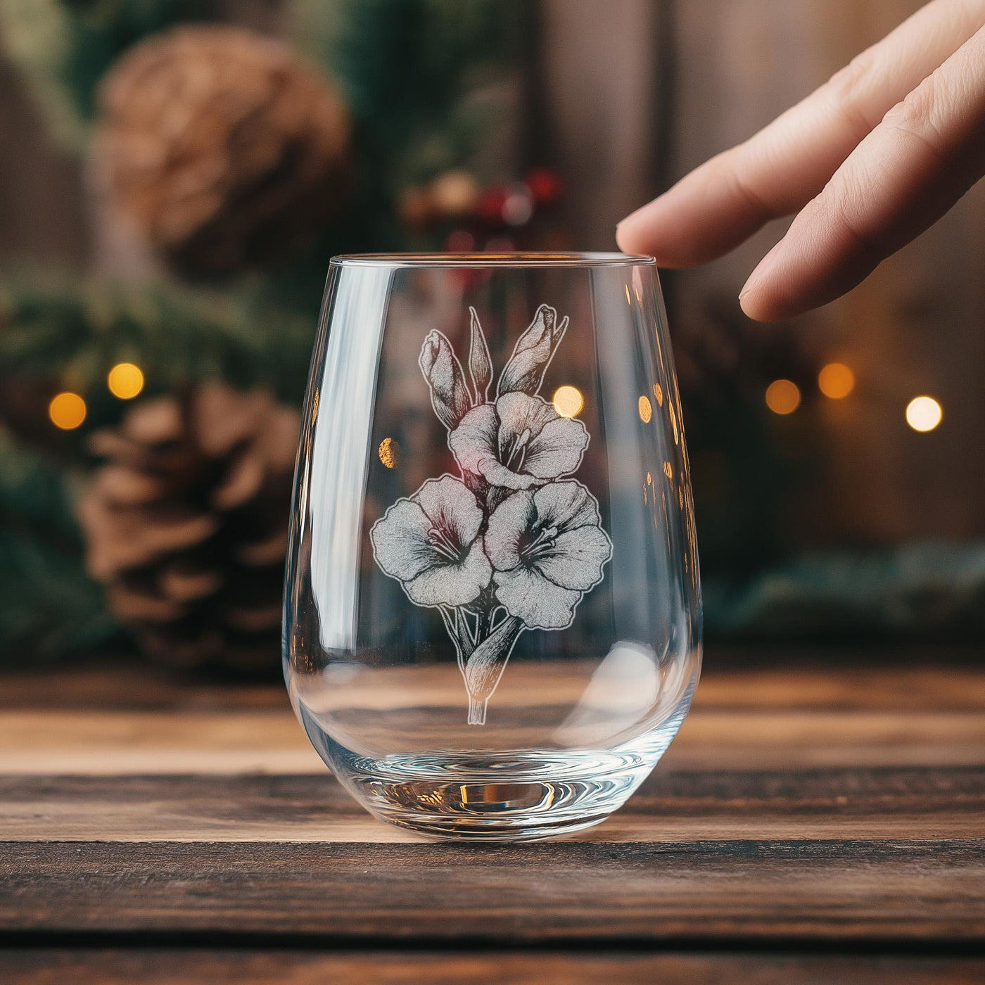 Gladiolus Glasses | August Birth Flower Gift, Flower Themed Personalized Whiskey, Wine & Beer Glassware, Floral Drinkware, Gardener Decor
