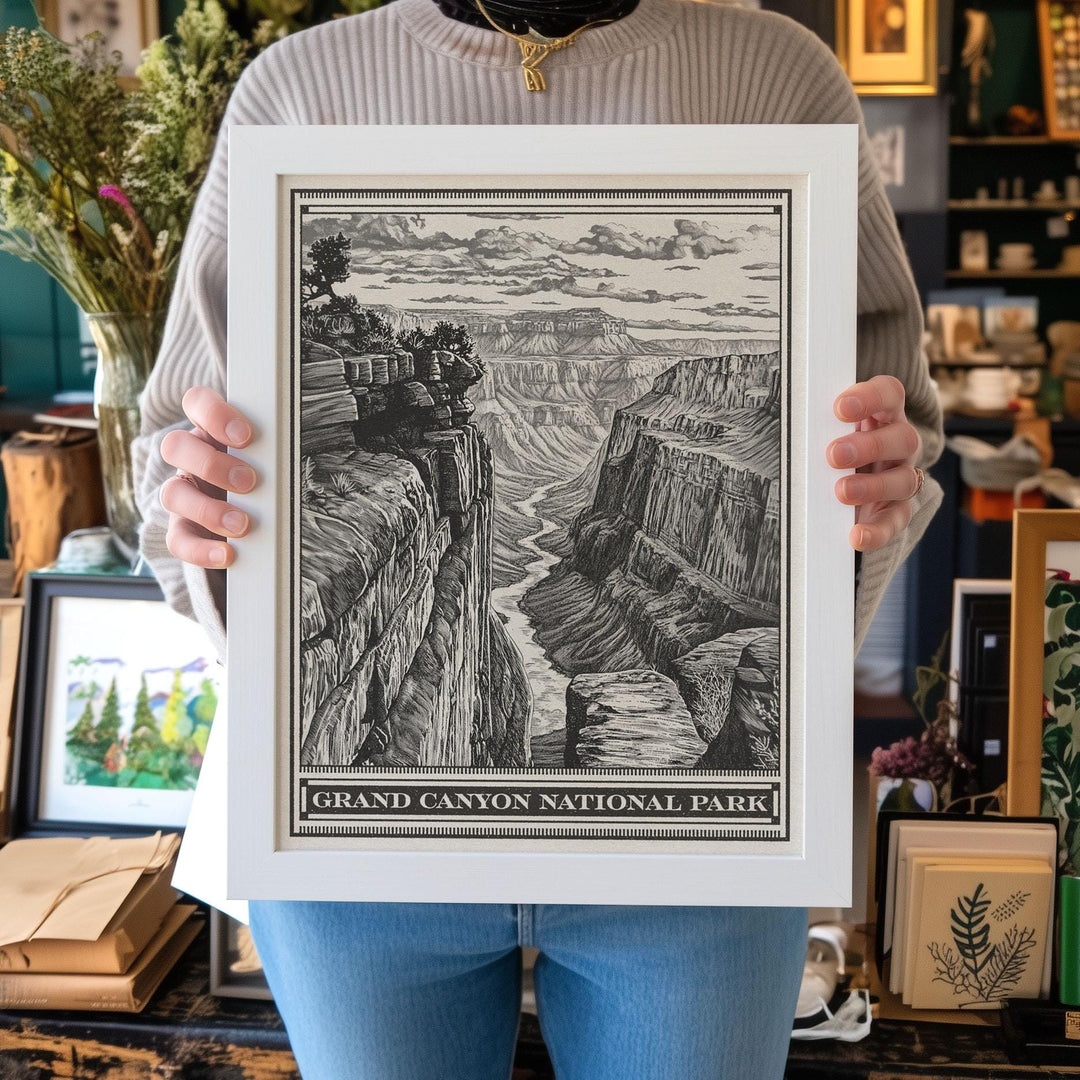 Grand Canyon Tuweep Northern Rim National Park Lithograph - Vintage Arizona poster design, archival matte fine art print. Outdoorsy Gift.