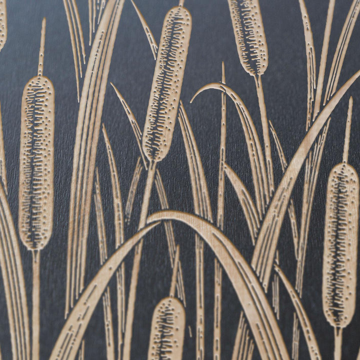 Lush Cattail Marsh Engraved Birch Art Panel