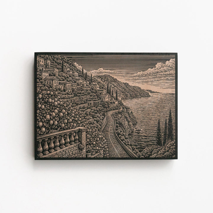 Amalfi Coast Italy Engraved Birch Art Panel