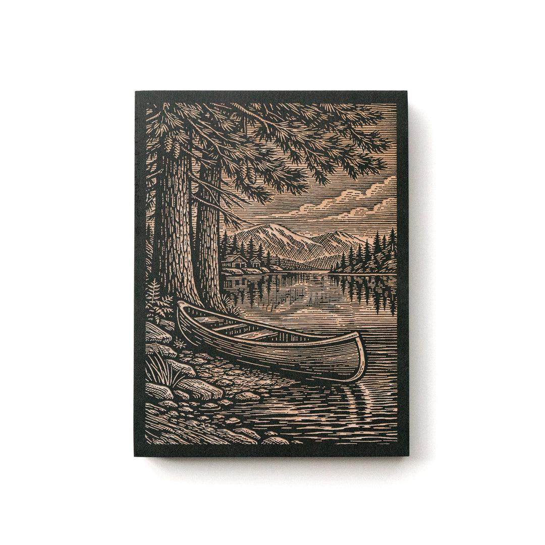 Lakeside Canoe Engraved Illustration