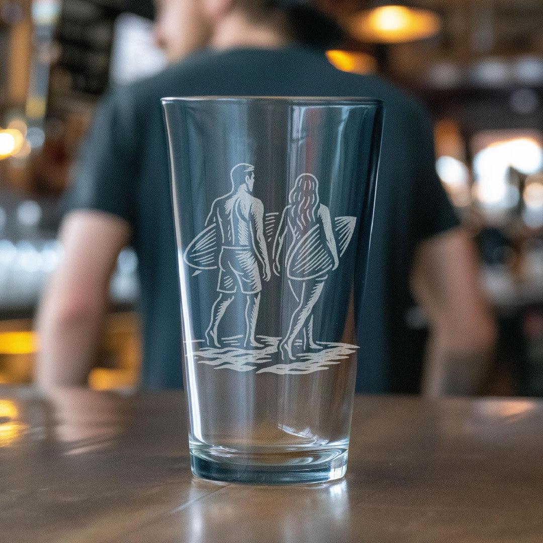 Surfer Couple Glasses