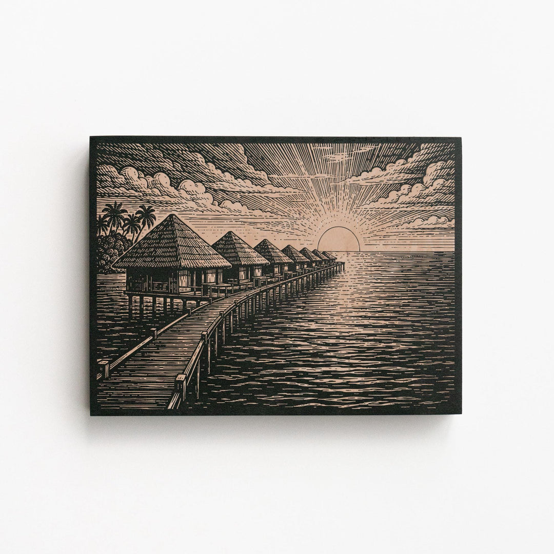 Maldives Engraved Birch Art Panel