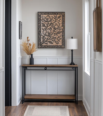 Magnolia Blossoms Engraved Birch Illustration