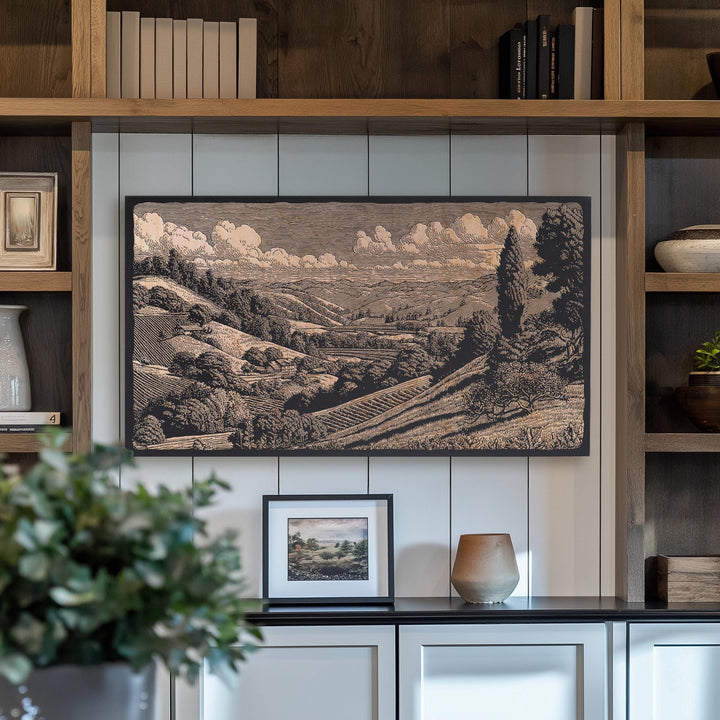 Wine Country Engraved Illustration