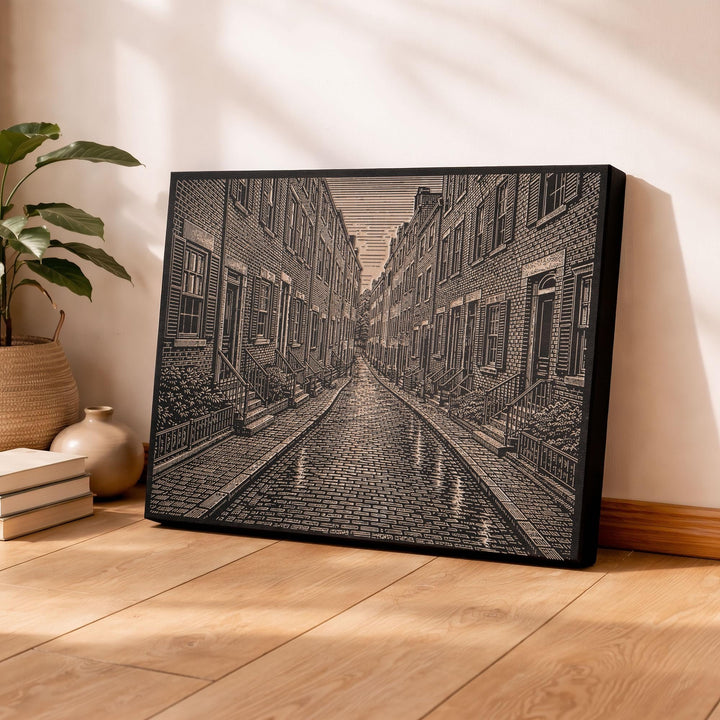 Boston Beacon Hill Engraved Birch Art Panel