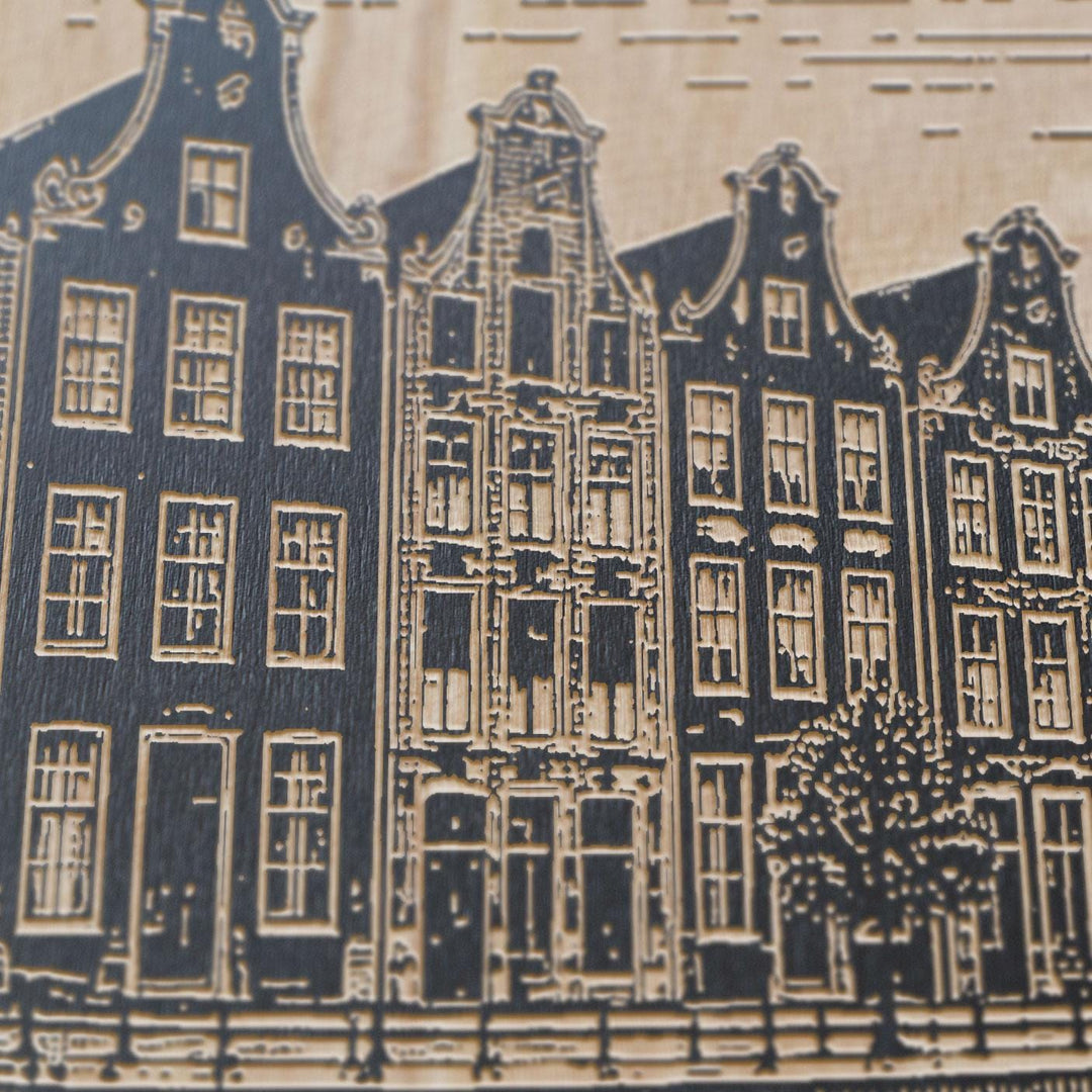 Amsterdam Canal Engraved Birch Art Panel