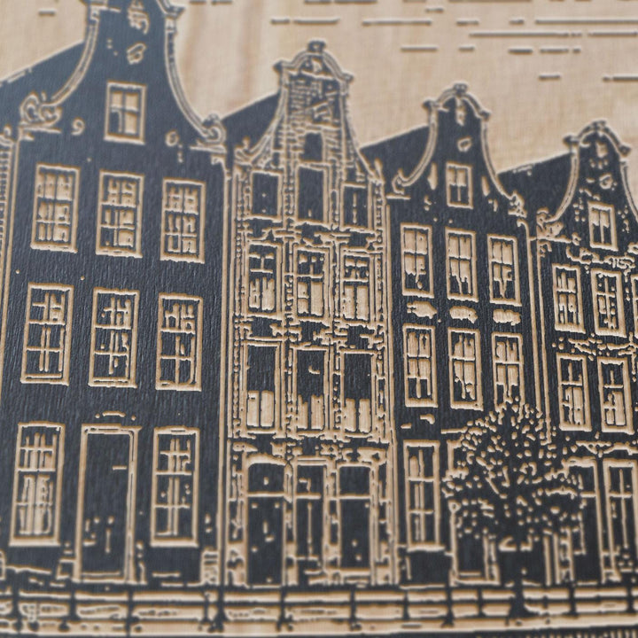 Amsterdam Canal Engraved Birch Art Panel