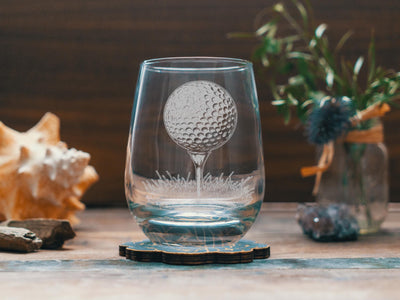 Golf Ball and Tee Glasses | Sports Themed Whiskey, Wine & Beer Glassware, Golfing Drinkware, Golfer Athlete Gift, Classic Sports Fan Gift