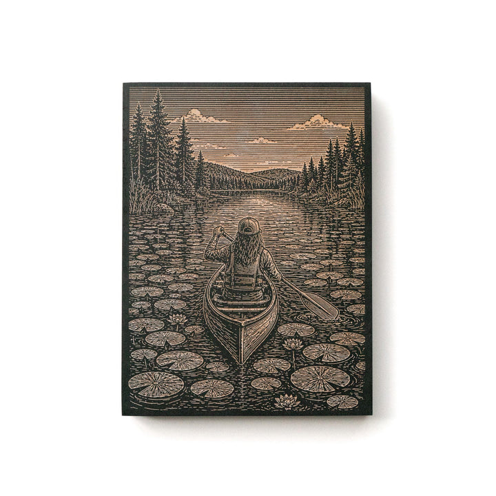 Wilderness Canoe Engraved Illustration