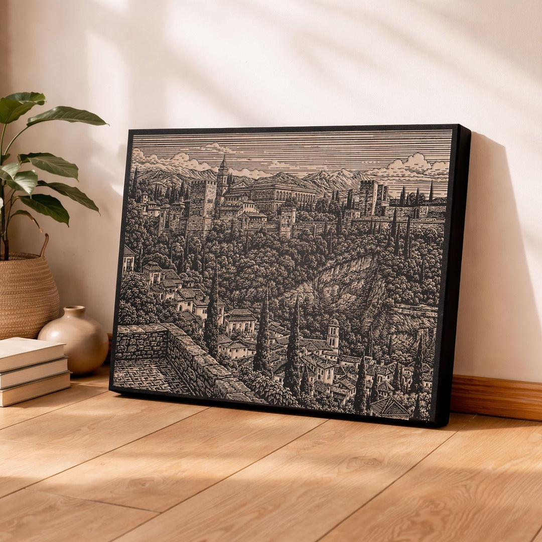 Granada Spain Engraved Birch Art Panel