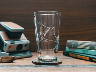 Cownose Ray Glasses | Personalized Ocean Theme Whiskey, Wine & Beer Etched Glassware, Reef Home Decor, Marine Drinkware, Sea Aquarium Gift