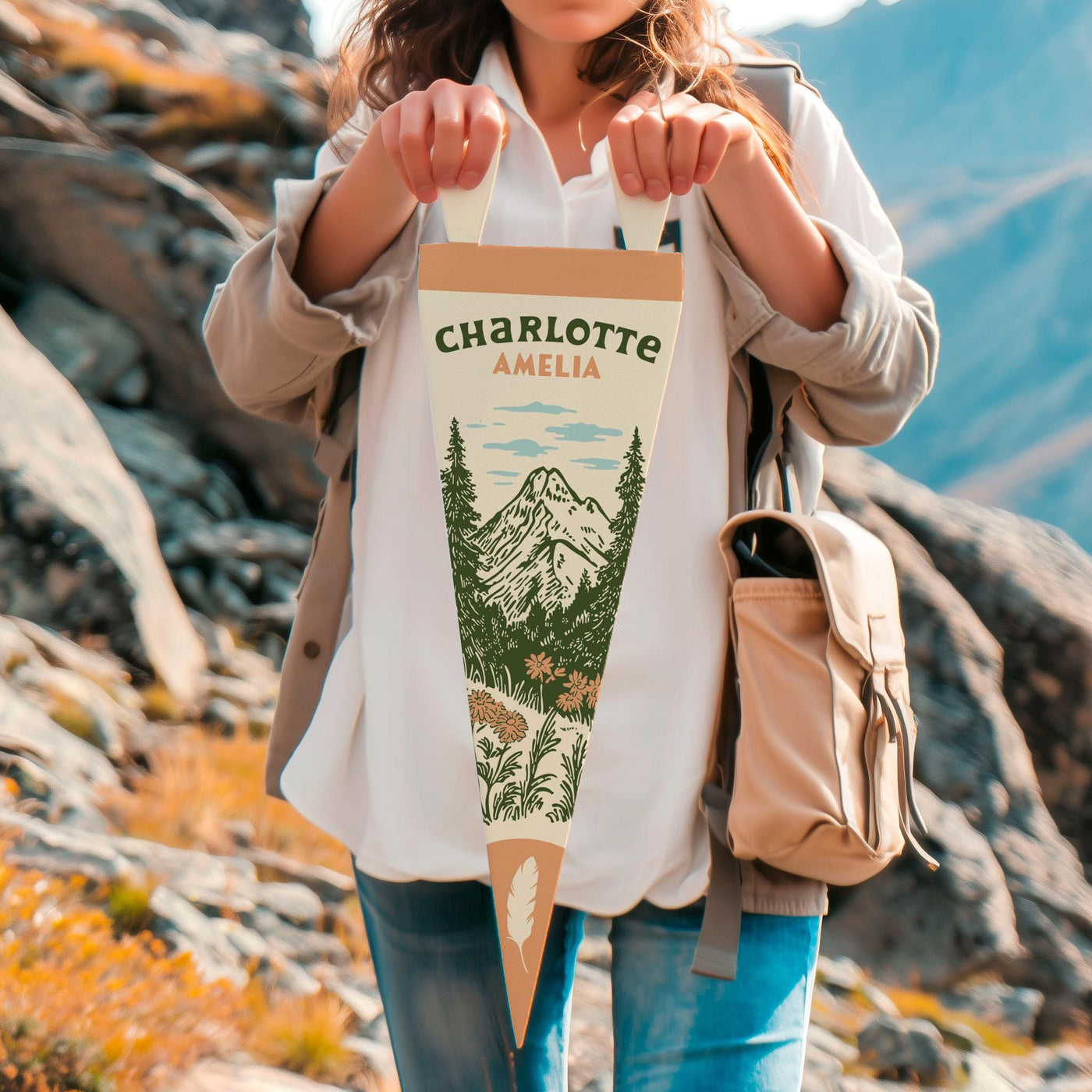 Custom Name Sign Felt Landscape Pennant