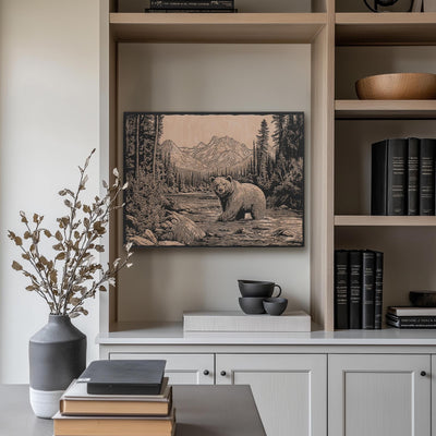 Grizzly Bear in a River Wall Art