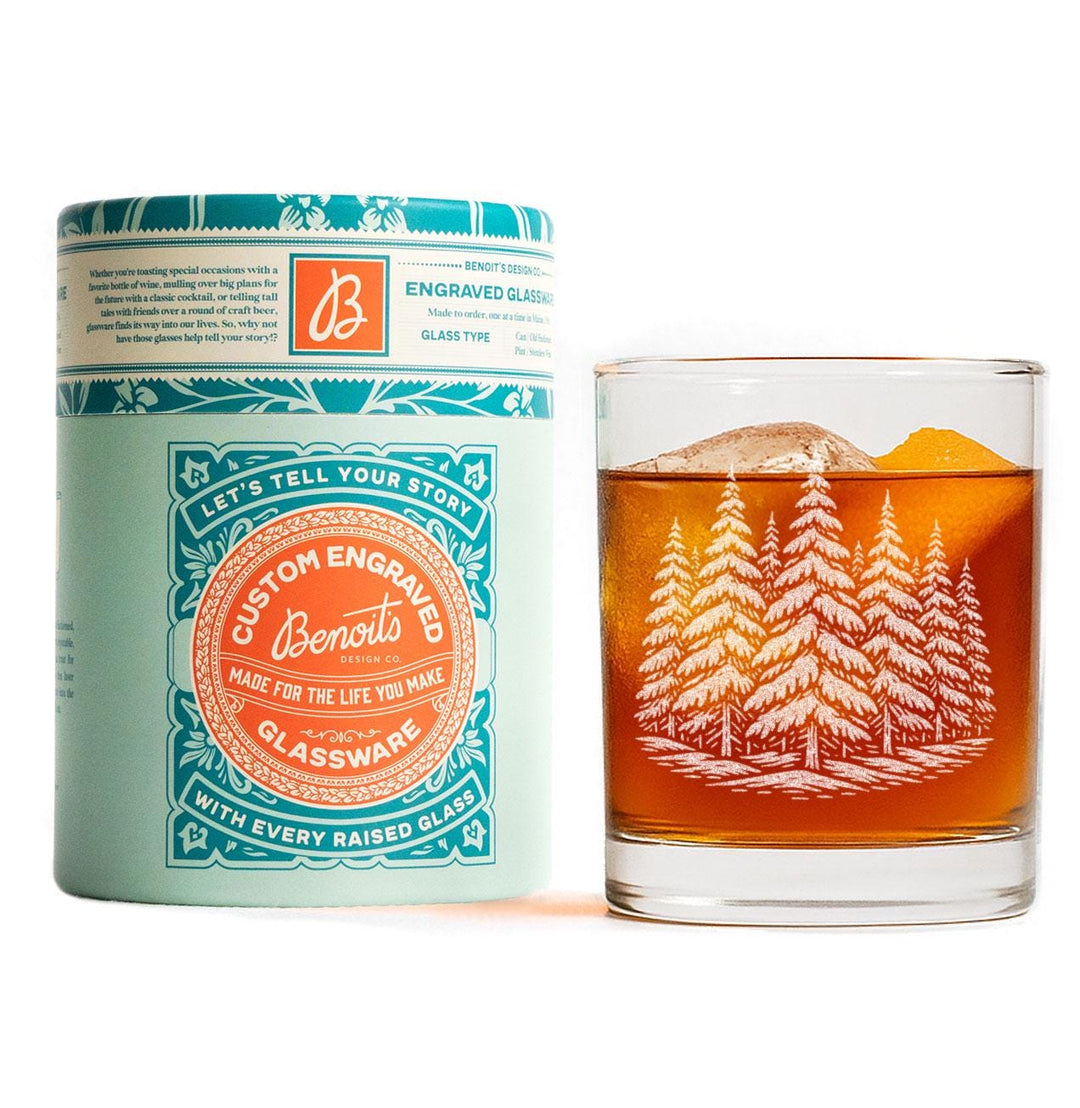 Snow Covered Pine Trees Glasses