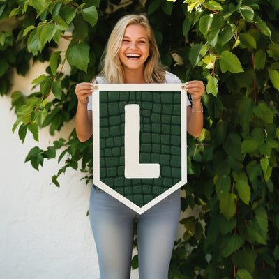 Custom Animal Print Letter Felt Camp Flag