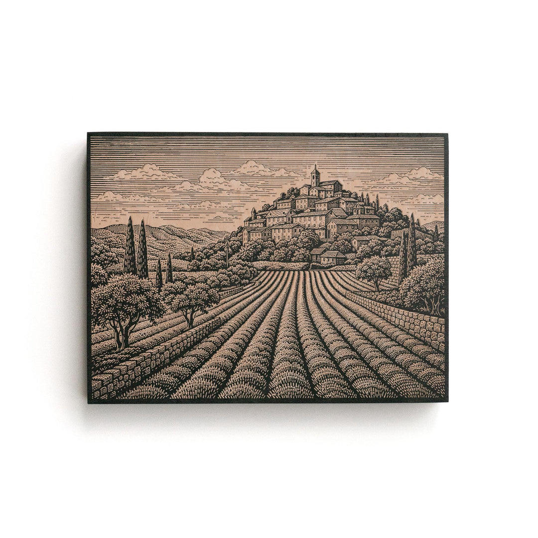 Provence Lavender Fields Engraved Birch Art Panel
